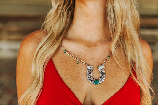 Lucky Horse Shoe Charm NecklaceSilverOS