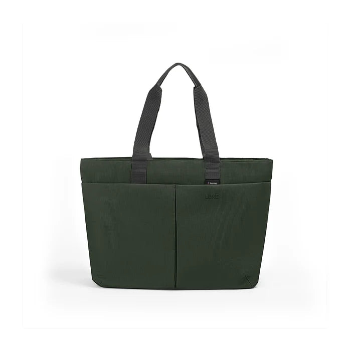 Luxe Tote bag An olive green tote bag with dark gray handles, shown from the front on a clean white background.
