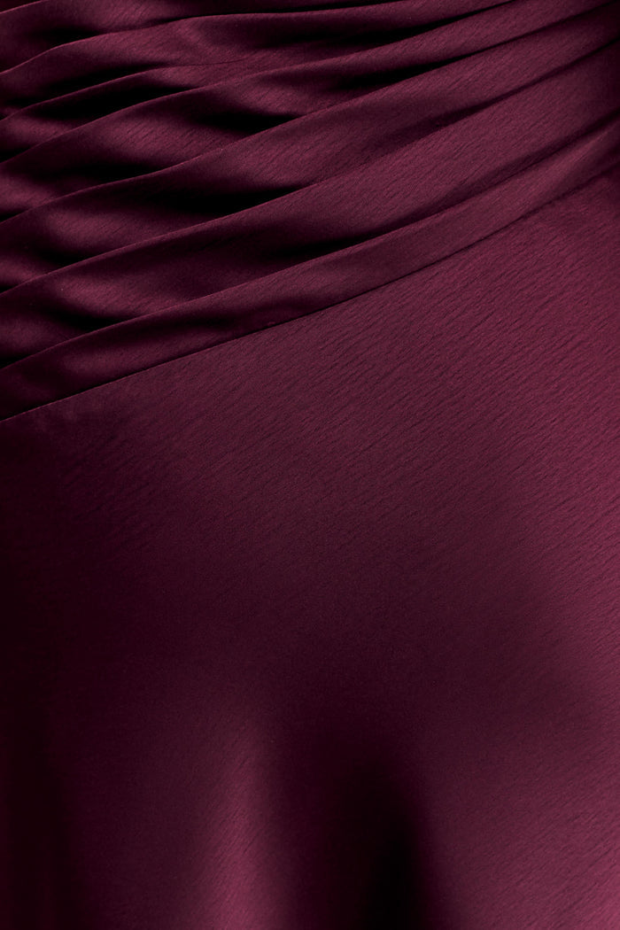 Lyla Asymmetrical Satin Maxi Dress - Plum