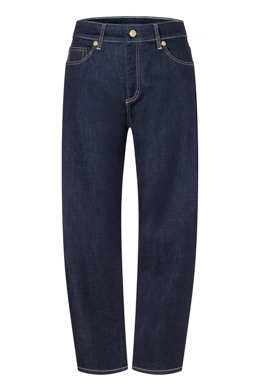 A pair of dark blue denim jeans shown flat against a plain white background. Shop MAC Jeans at Dotique.