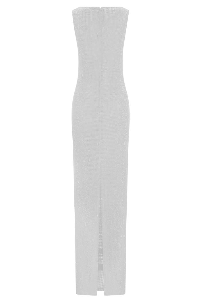 Magnolia Sleeveless Diamante Maxi Dress - Silver