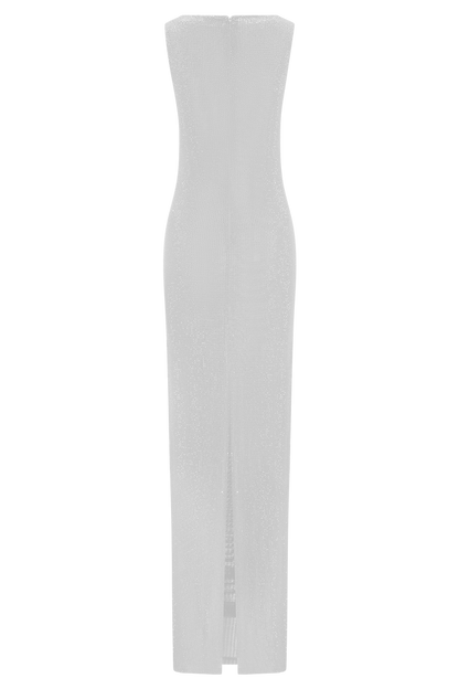 Magnolia Sleeveless Diamante Maxi Dress - Silver