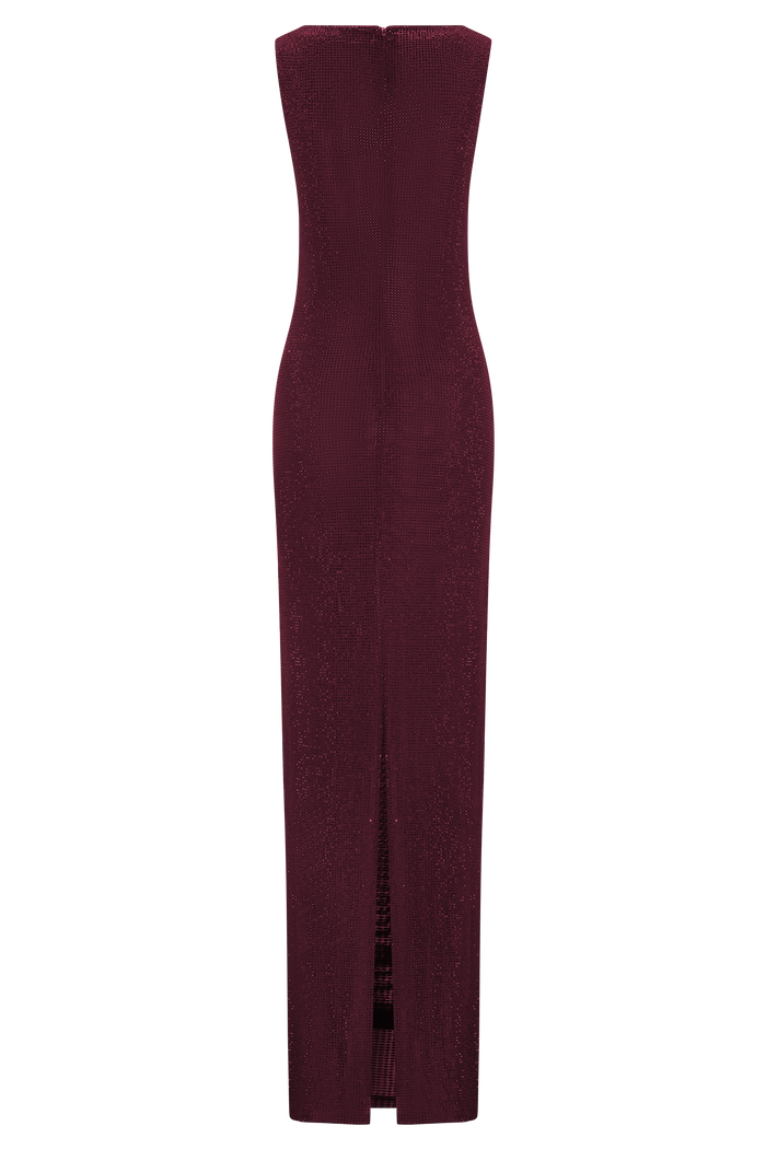 Magnolia Sleeveless Diamante Maxi Dress - Wine