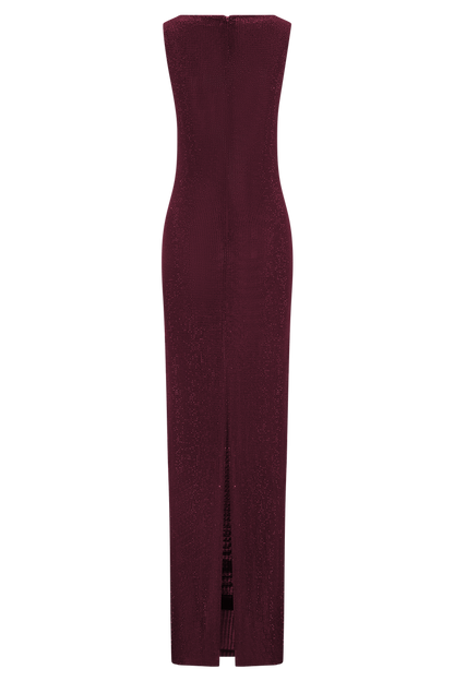Magnolia Sleeveless Diamante Maxi Dress - Wine