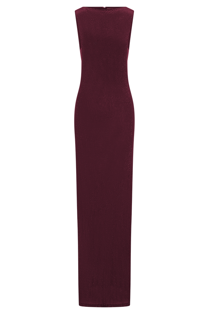 Magnolia Sleeveless Diamante Maxi Dress - Wine
