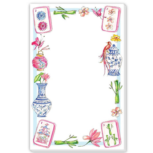 RosanneBeck Collections Handpainted Mahjong Icons Border Large Notepad