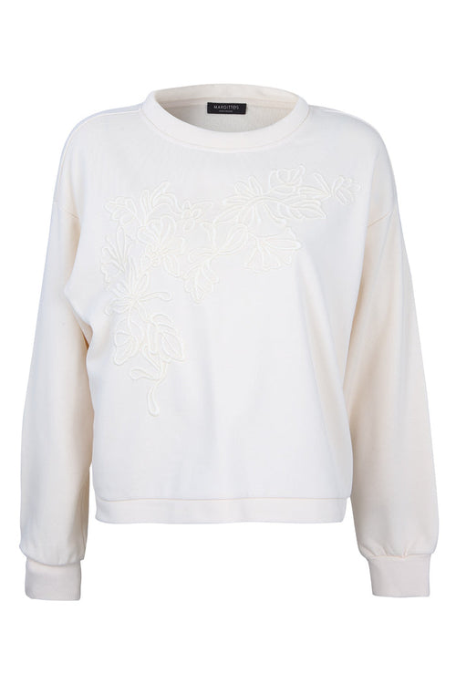 Shop the Margittes Cream Sweatshirt at Dotique. Crafted from a soft cotton-rich fabric with beautiful tonal floral embroidery, a relaxed fit and everyday comfort.