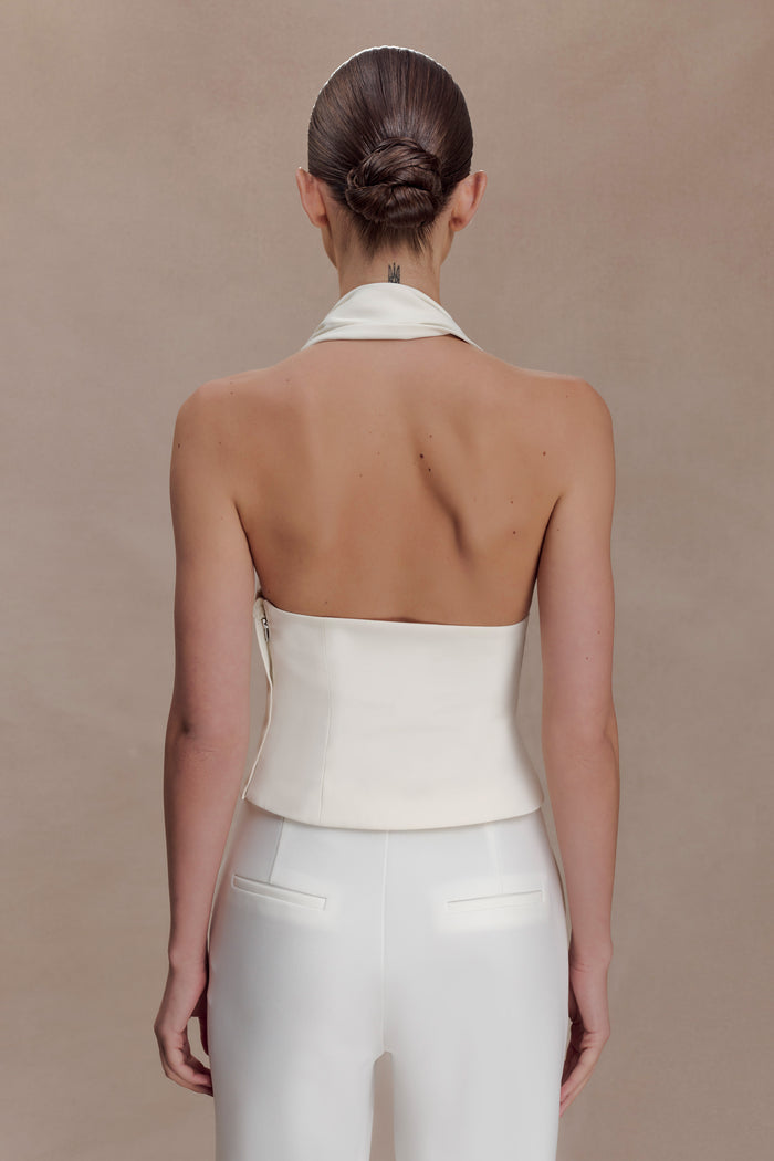 Marina Halter Top With Hardware - Ivory
