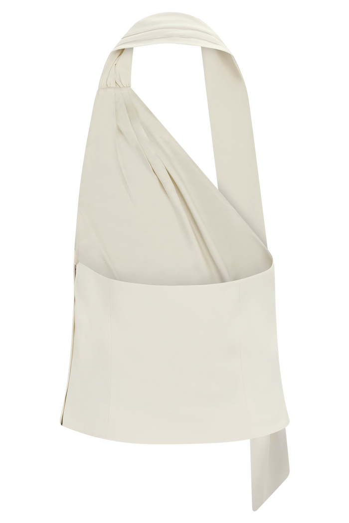 Marina Halter Top With Hardware - Ivory