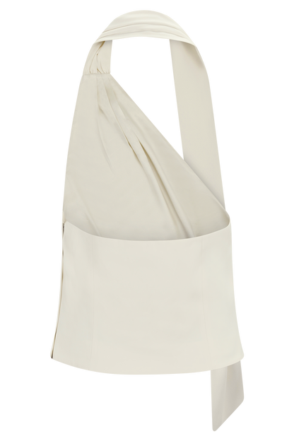 Marina Halter Top With Hardware - Ivory