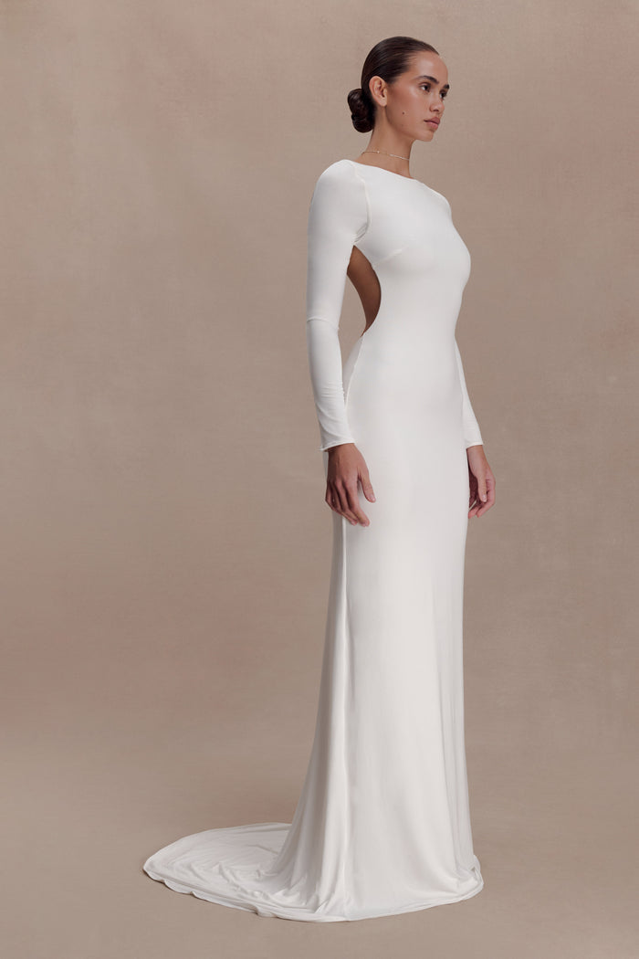 Marlene Slinky Low Back Maxi Dress - White
