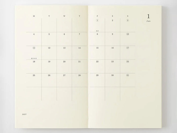MD Notebook Monthly Diary B6 Slim 2027