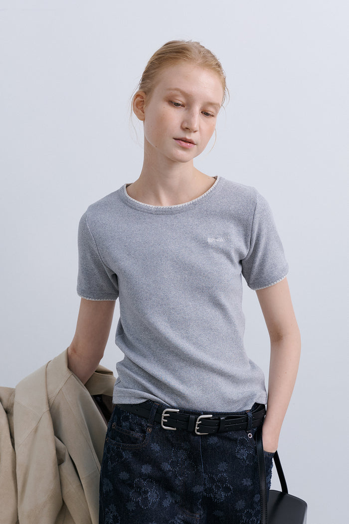 MELO STITCH TOP - LIGHT GREY