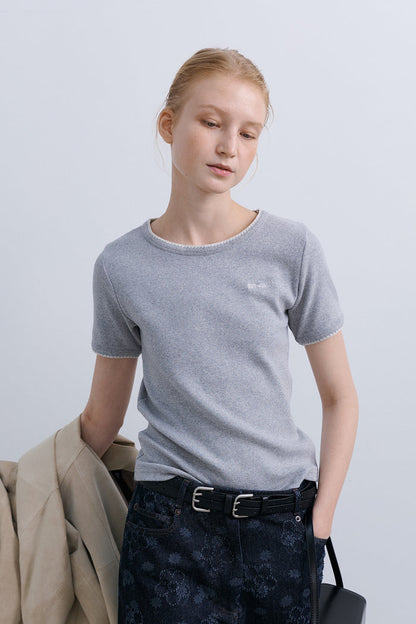 MELO STITCH TOP - LIGHT GREY