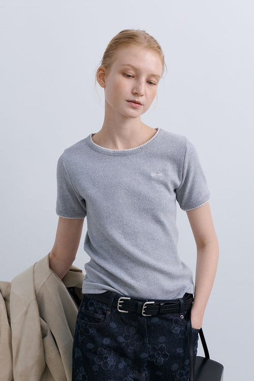 MELO STITCH TOP - LIGHT GREY