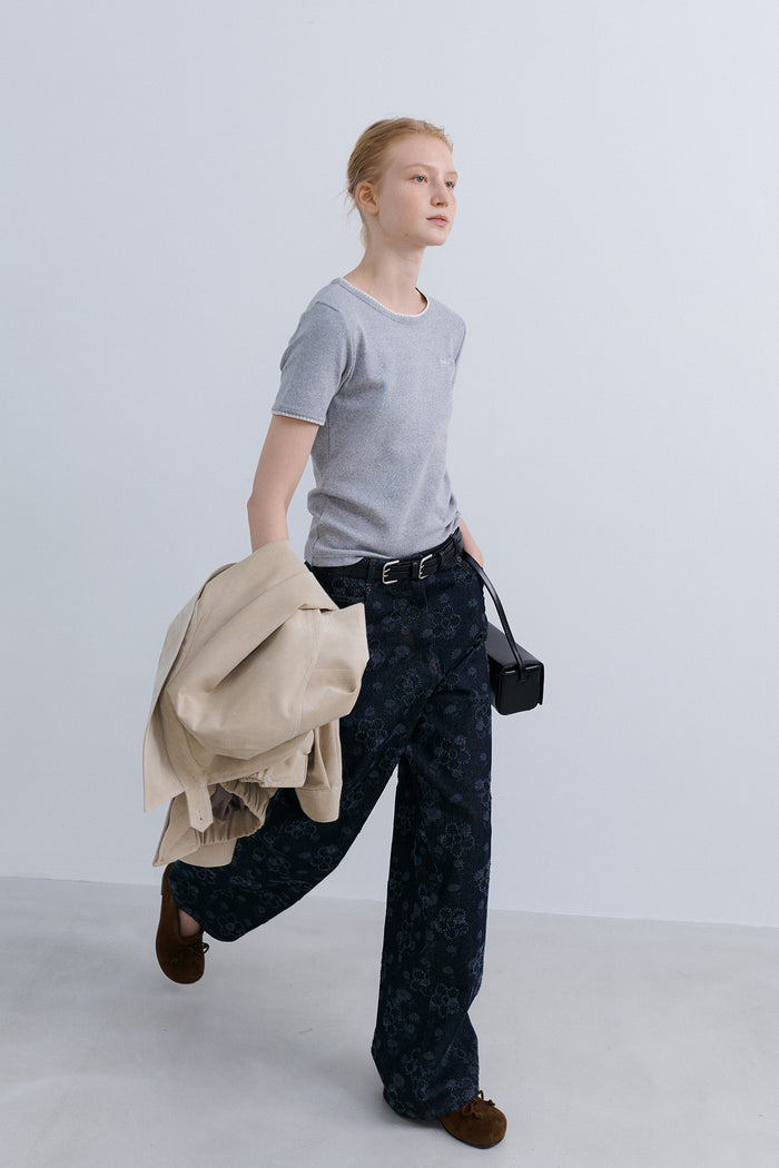 MELO STITCH TOP - LIGHT GREY