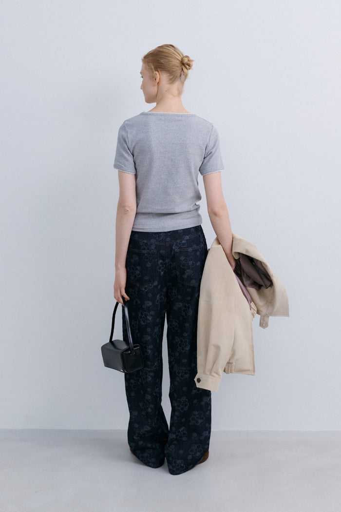 MELO STITCH TOP - LIGHT GREY
