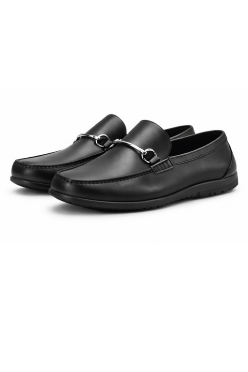 Men's Black Loafer with Buckle