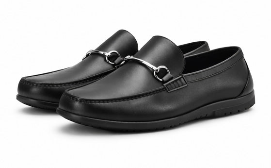 Men's Black Loafer with Buckle