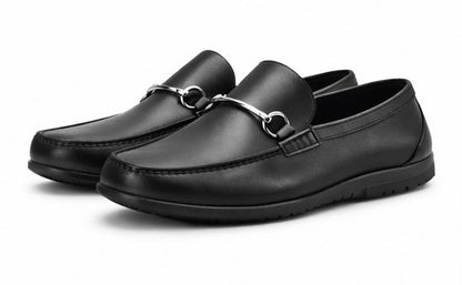 Men's Black Loafer with Buckle