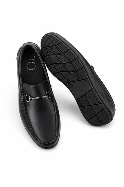 Men's Black Loafer with Buckle