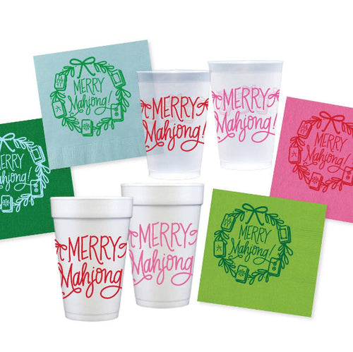 Natalie Chang Merry Mahjong | Christmas Cups & Napkins (ALL)