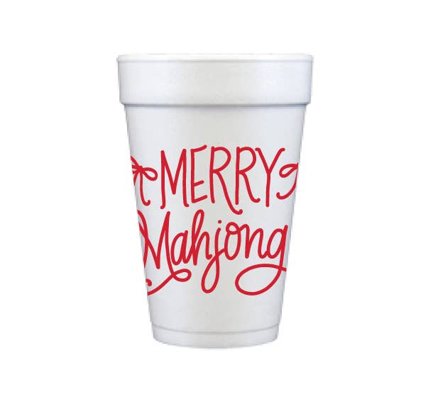 Natalie Chang FOAM Cups | RED (10 per package) Merry Mahjong | Christmas Cups & Napkins (ALL)