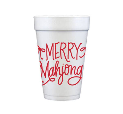 Natalie Chang FOAM Cups | RED (10 per package) Merry Mahjong | Christmas Cups & Napkins (ALL)