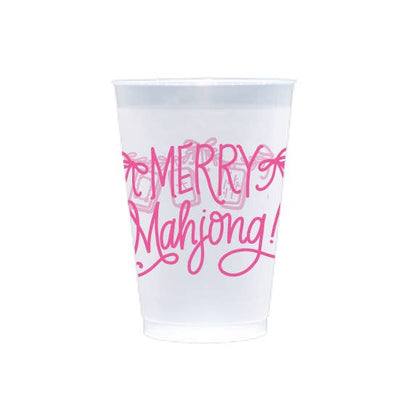 Natalie Chang FROST FLEX Cups | PINK (10 per package) Merry Mahjong | Christmas Cups & Napkins (ALL)