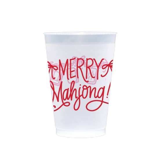 Natalie Chang FROST FLEX Cups | RED (10 per package) Merry Mahjong | Christmas Cups & Napkins (ALL)