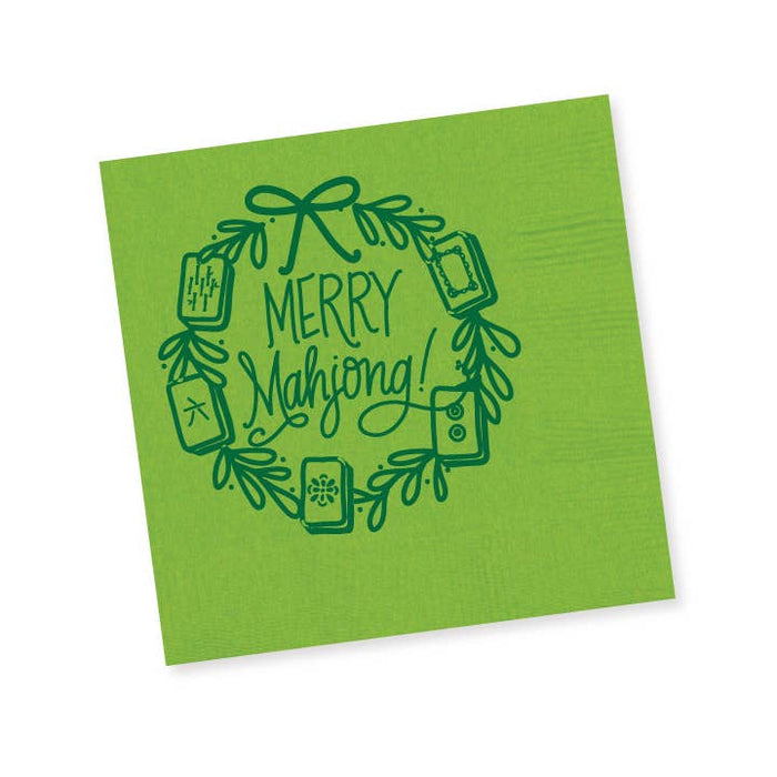 Natalie Chang NAPKINS | LIME with Green Matte Foil (25 per package) Merry Mahjong | Christmas Cups & Napkins (ALL)