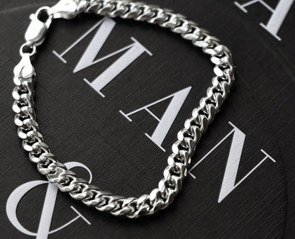 Pansarkedja armband i silver till herr, modell Miami Cuban kedja.