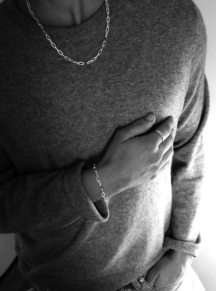 Mila Man Paperclip Kedja Armband herr | 925 silver