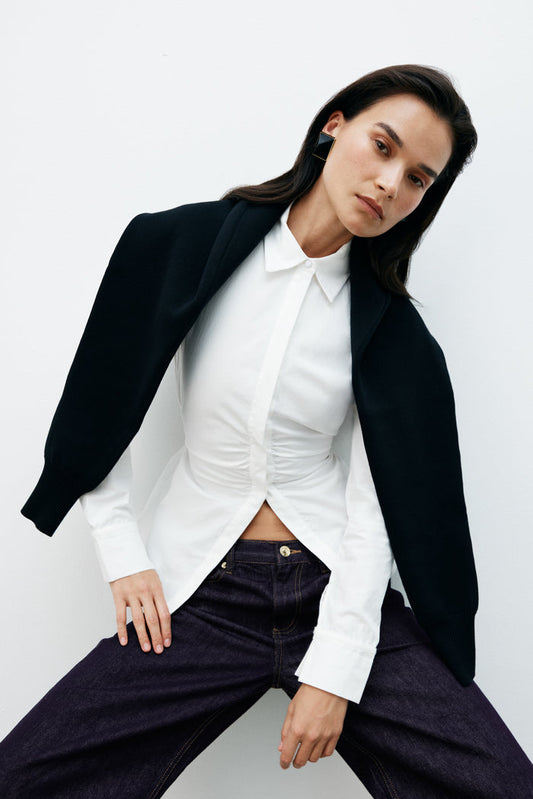 Millie Tie Back Cotton Shirt - White