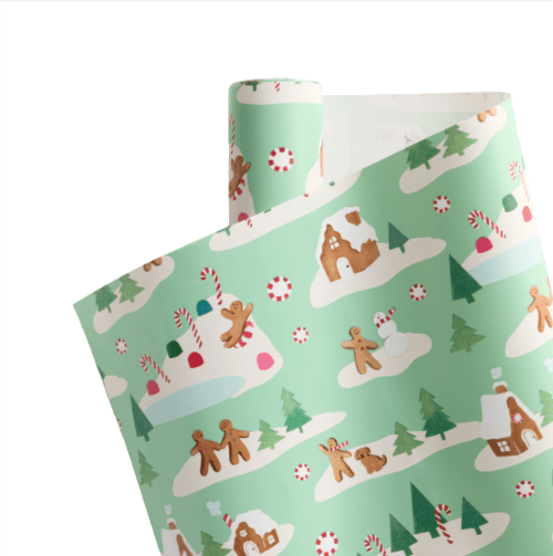 E. Frances Paper Mint Gingerbread Village Wrapping Paper