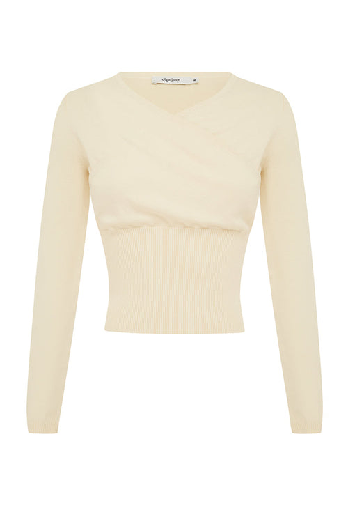 Mock Wrap Knit Top Avena