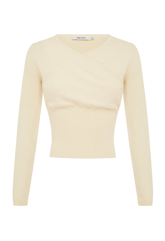 Mock Wrap Knit Top Avena