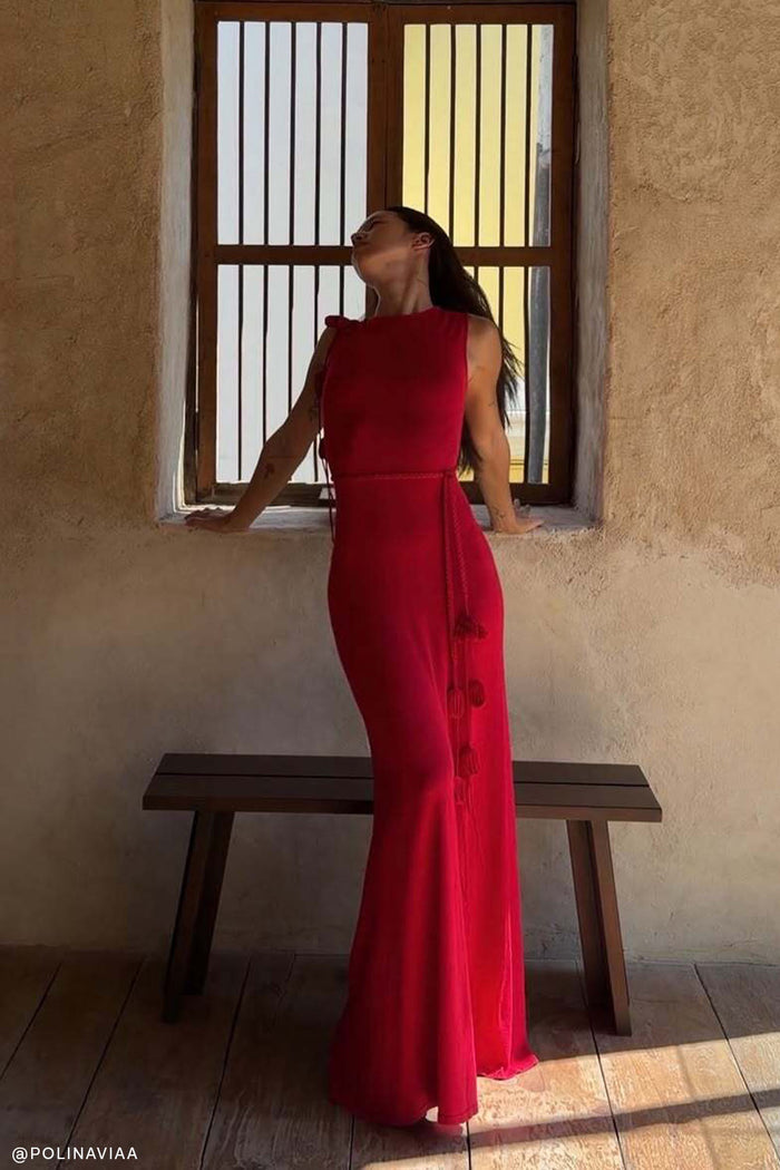 Monay Tulip Maxi Dress - Raspberry