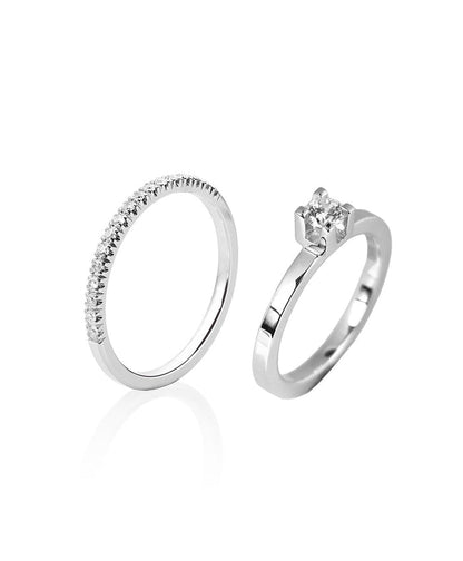 Monet 0,25 ct + Sienna Diamantringar | Vigselring & Förlovningsring Par