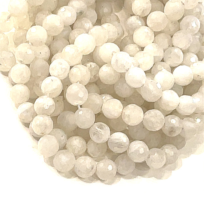 One 6mm Moonstone faceted round 15'' gemstone strand (Sir Lanka)