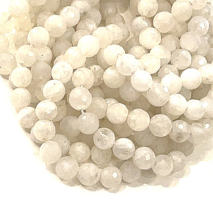 One 6mm Moonstone faceted round 15'' gemstone strand (Sir Lanka)