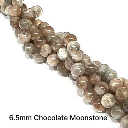 One 6.5mm Chocolate Moonstone round 15'' gemstone strand