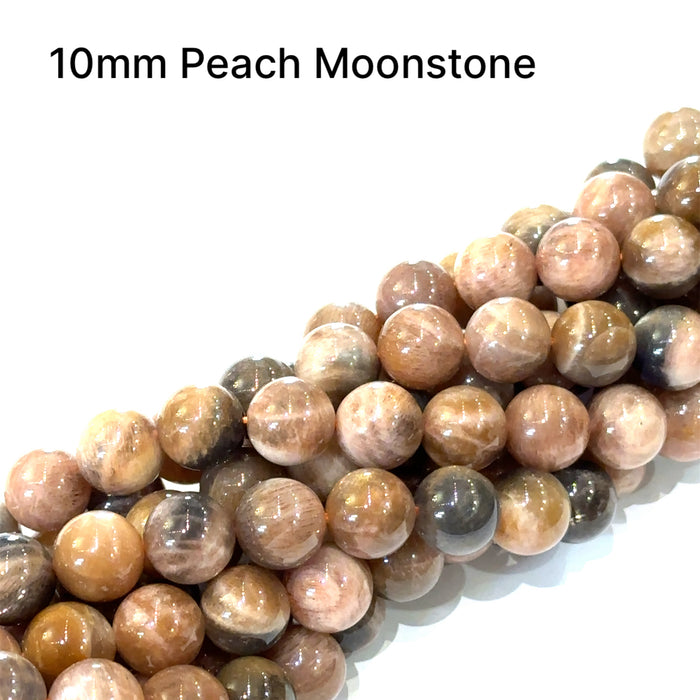 One 10mm Peach Moonstone round 15’’ gemstone strands