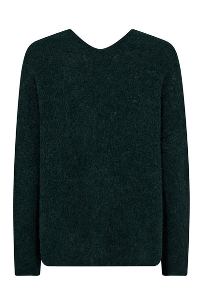 Mos Mosh 153900 Dark Pine Thora V-Neck Knit Jumper - Dotique