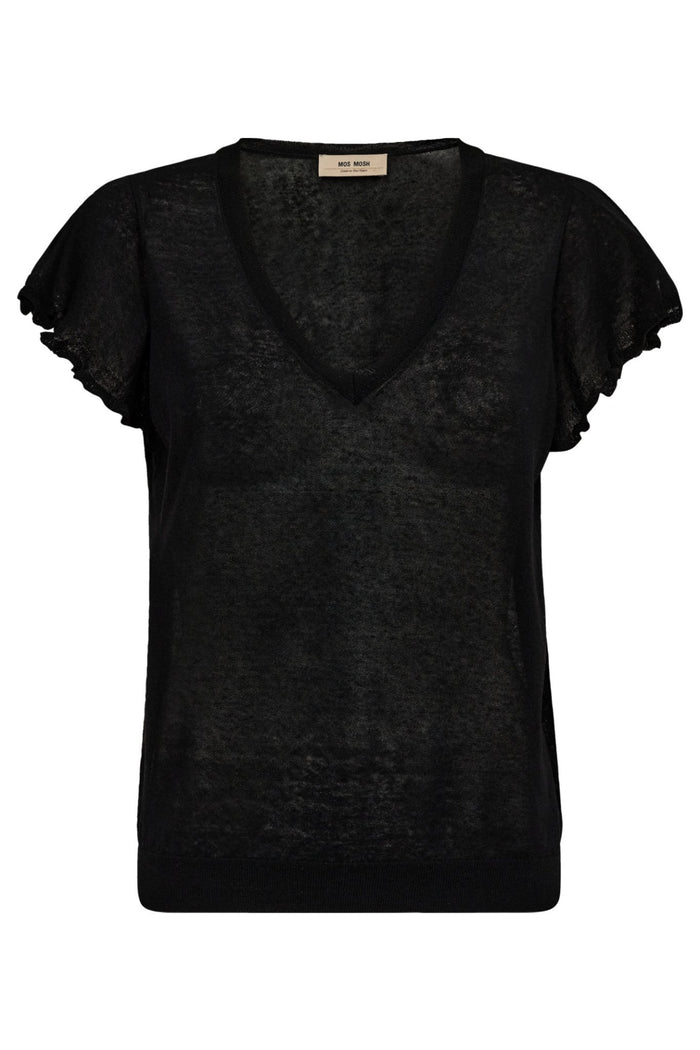 Mos Mosh 158900 MMGanna Black V-Neck Knit Top - Dotique