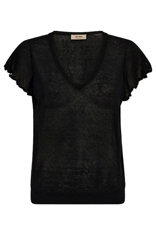 Mos Mosh 158900 MMGanna Black V-Neck Knit Top - Dotique