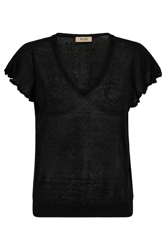 Mos Mosh 158900 MMGanna Black V-Neck Knit Top - Dotique