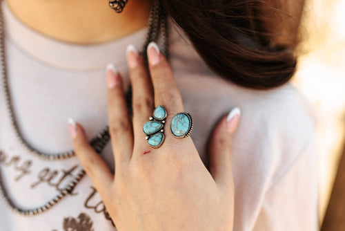 Multi Stone Turquoise Cuff RingTurquoiseOS