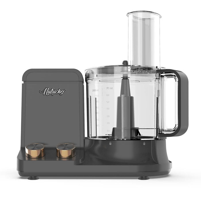 Multifunction Food Processor - Ultra Quiet Powerful Motor, Includes 6 Attachment Blades, Up To 2L Capacity