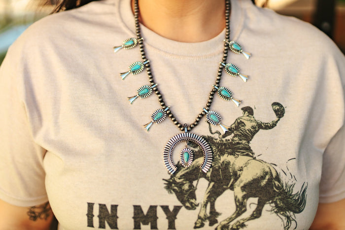 Naja Turquoise and Pearl NecklaceSilverOS